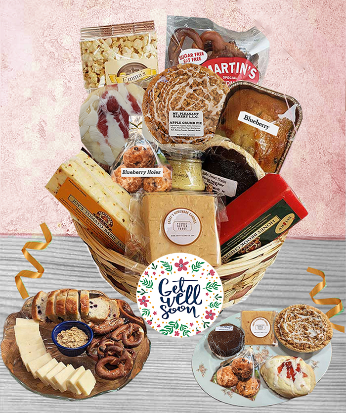 When looking for get well soon gift baskets we offer PA Dutch gourmet foods, baked goods, chocolates and more loved by everyone