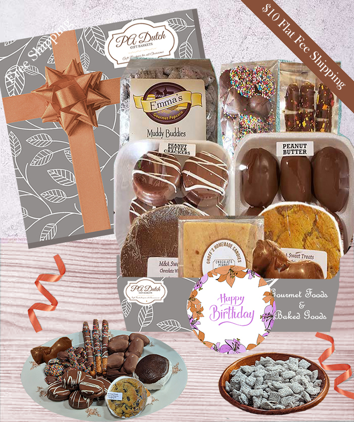 Our chocolate gift boxes are the perfect birthay gift for those who love chocolate. Filled with PA Dutch chocolates and other delicious baked goods