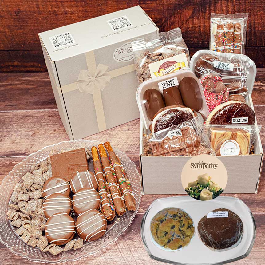 Express condolences with a sympathy food basket from Lancaster, PA, filled with chocolates and baked goods. Thoughtful, comforting, and perfect for showing you care.