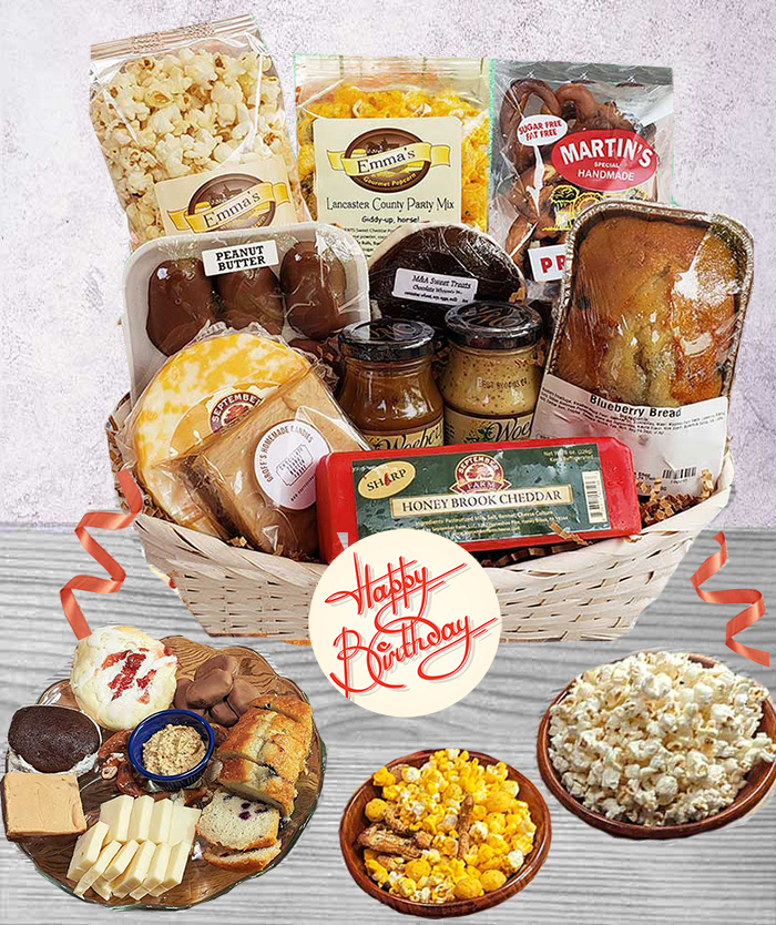 Our best birthday gifts include the famous Dutch baked goods from Lancaster PA as well as gourmet cheeses, chocoaltes and more