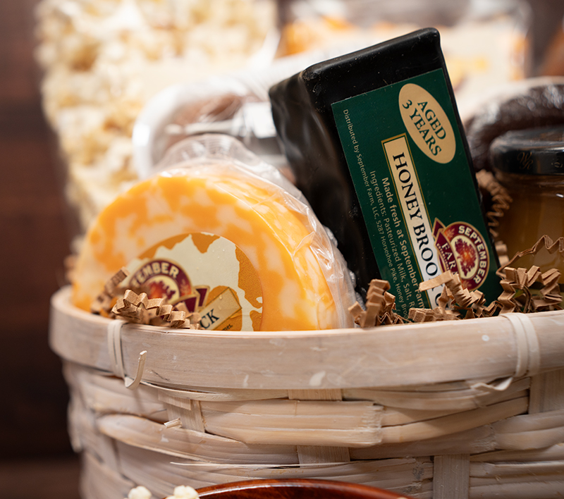 Gourmet gift box is offered with Lancaster, PA gourmet foods, cheeses, chocolates and more with delivery