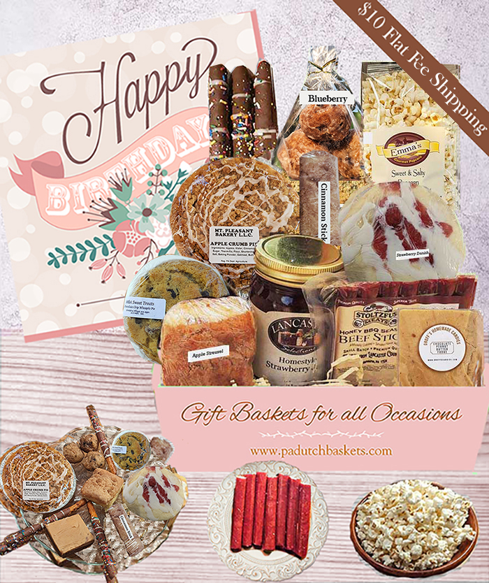 Our birthday gift ideas start with delicious baked goods, homemade jams, beef, and chocolates from Lancaster PA Dutch Country