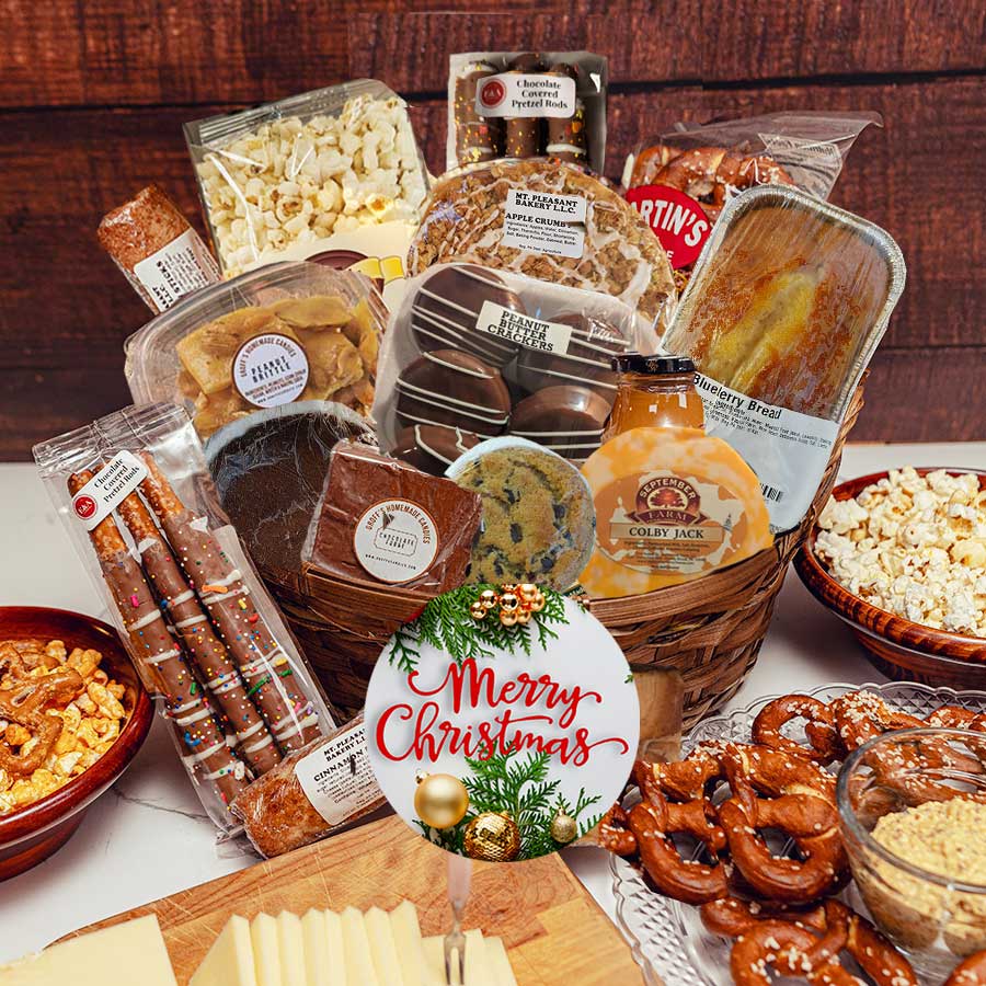 Our Christmas gift baskets for families offers delicious gourmet foods and baked goods that can be shared and enjoyed