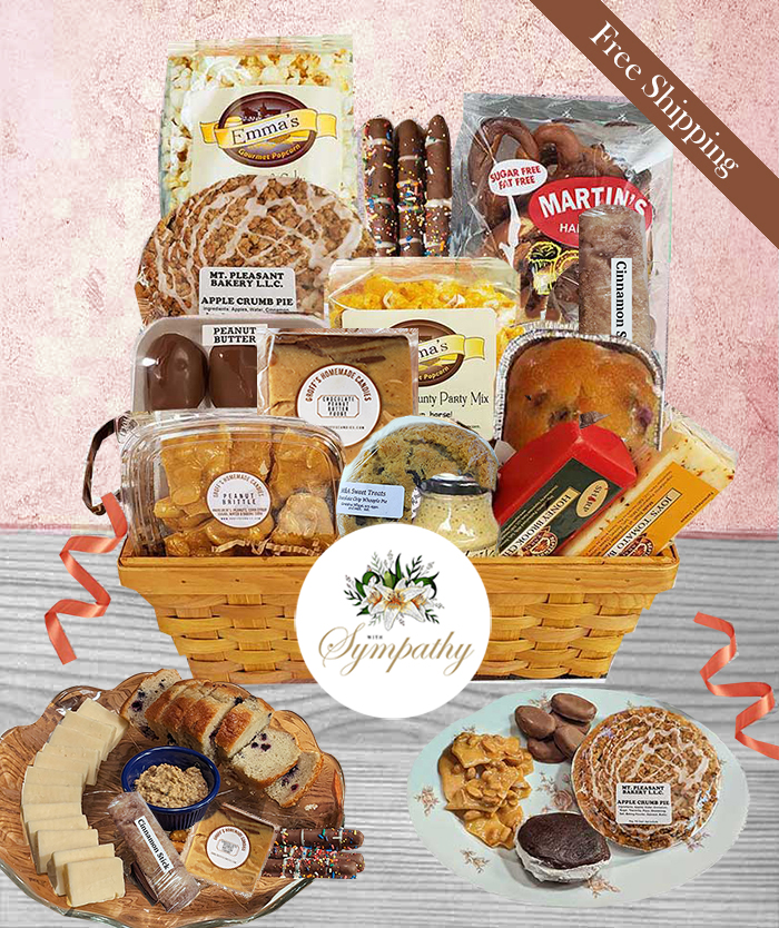 PA Dutch offers unique sympathy gifts that include apple or shoo fly pies, whoopie pies, fudge, brittle, gourmet cheeses and more