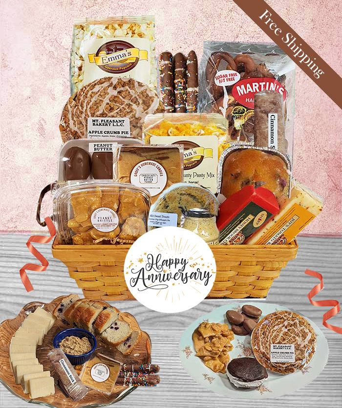 The perfect unique anniversary gift that has the most delicious gourmet foods and baked goods from the Amish in Lancaster PA that we customize to the special day