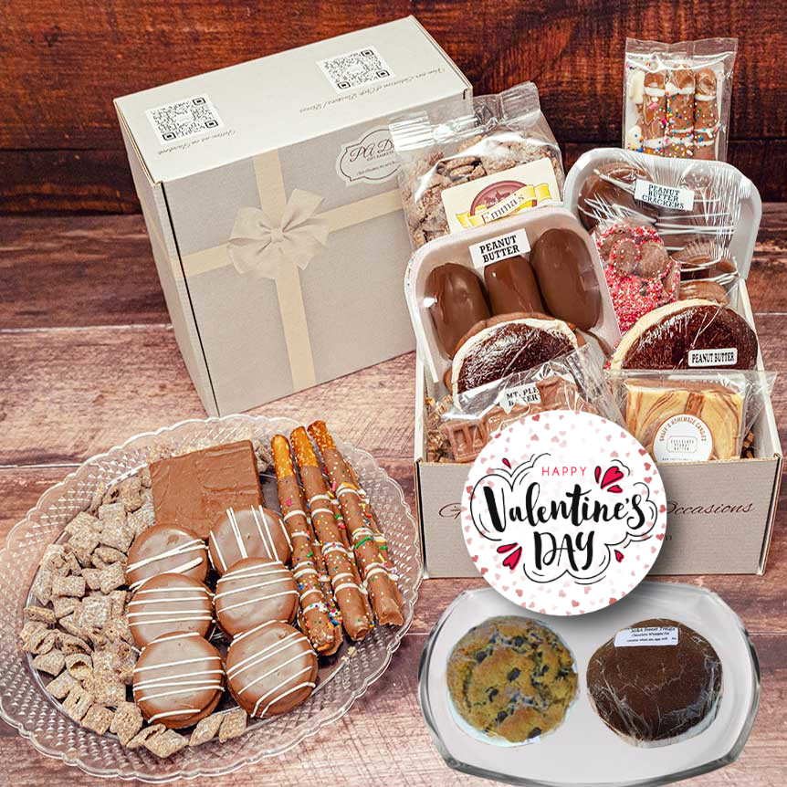 Our Chocolate Lovers Gift Bos is filled with delicious chocolates from the PA Dutch Baskets community of craftsmen.