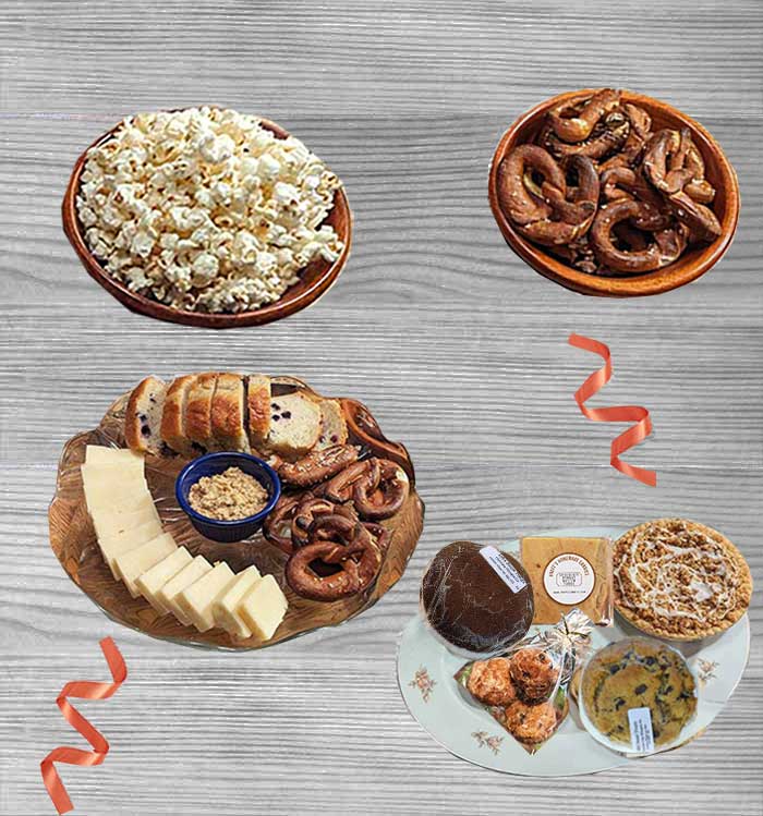 We are happy to offer holiday gift baskets and boxes that are filled with everyones favorites including pies, whoopie pies, cinnamon bun and we offer delivery